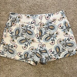 LOFT High Waist Floral Print Shorts - Blue and Pink Size 2